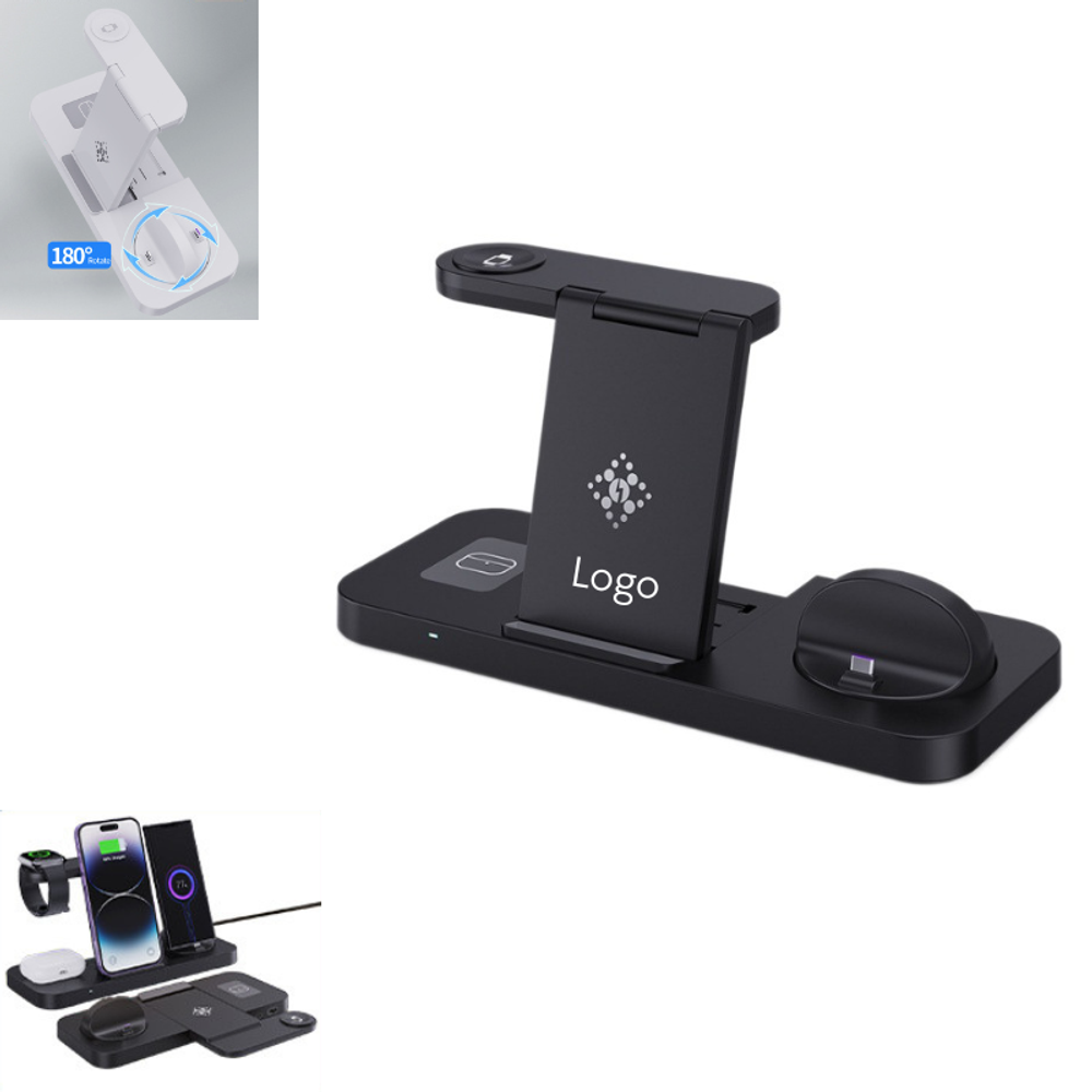Custom 6-in-1 Foldable Wireless Charger with logo - promotional product