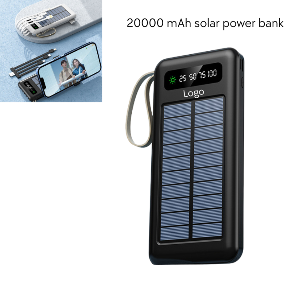 Custom 20000 mAh Solar Power Bank with logo - promotional product