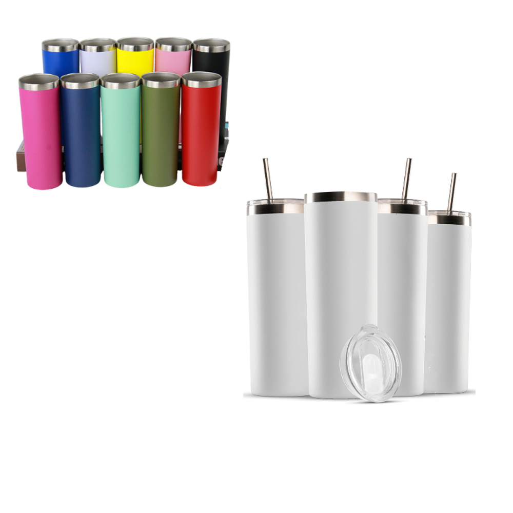 Custom 20 Oz Insulated Skinny Stainless Steel Tumbler Set with logo - promotional product