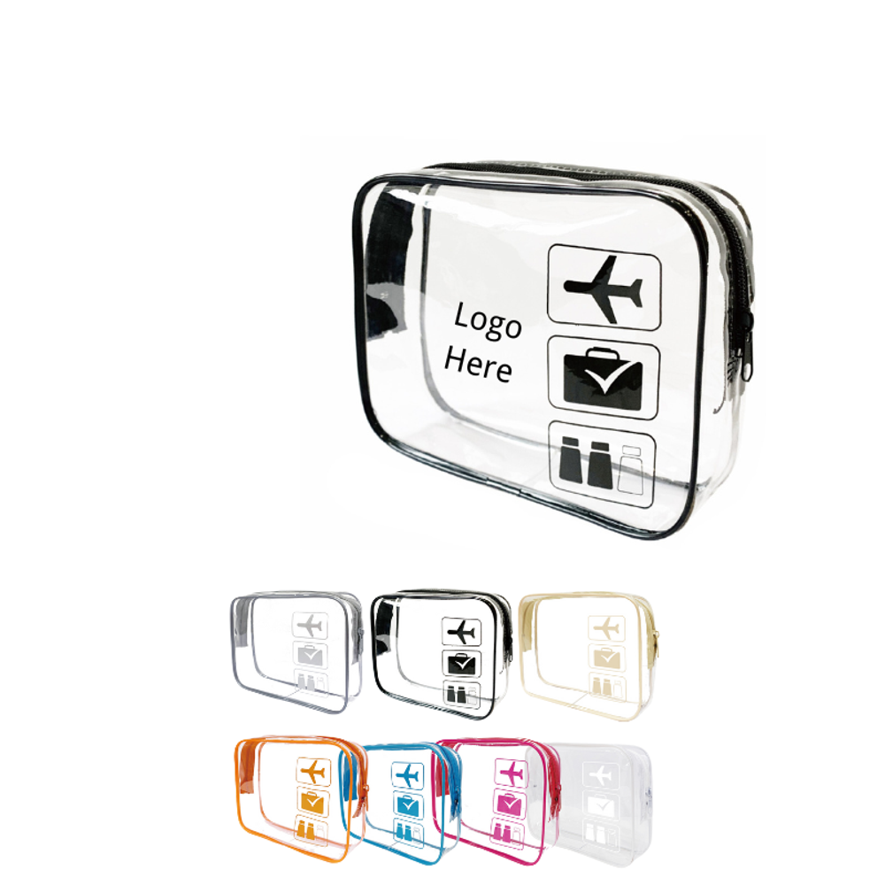Custom TSA Approved Clear Travel Toiletry Bag with Hand strap with logo - Bags promotional product
