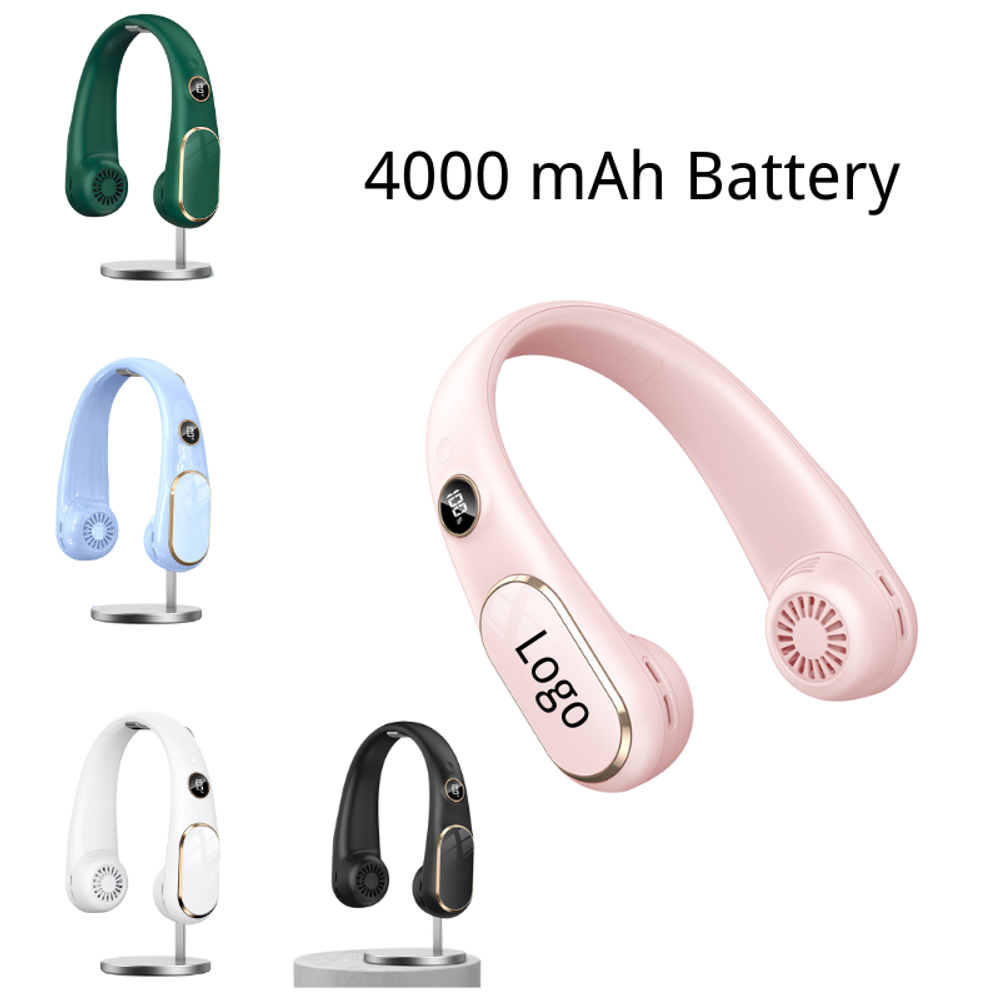 Custom Neck Fan 4000 mAh Rechargeable Battery with logo - Tech promotional product