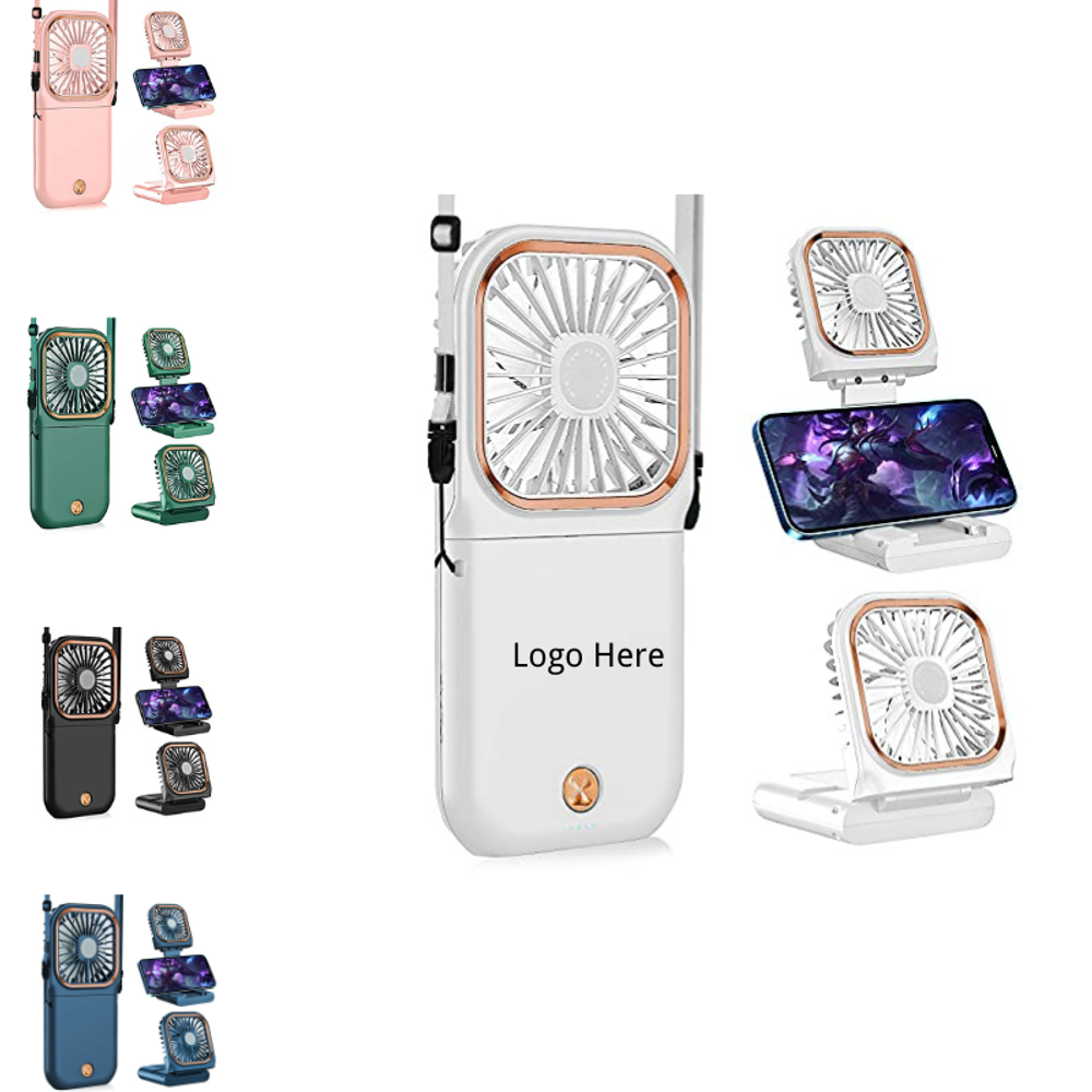 Custom Portable Handheld Necklace Fan with logo - Tech promotional product