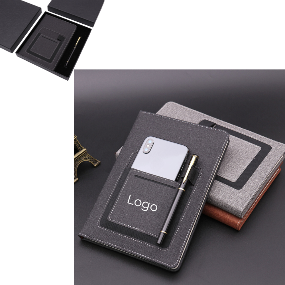 Custom A5 Business Notebook Phone Pocket Card Slot Gift Set with logo - promotional product