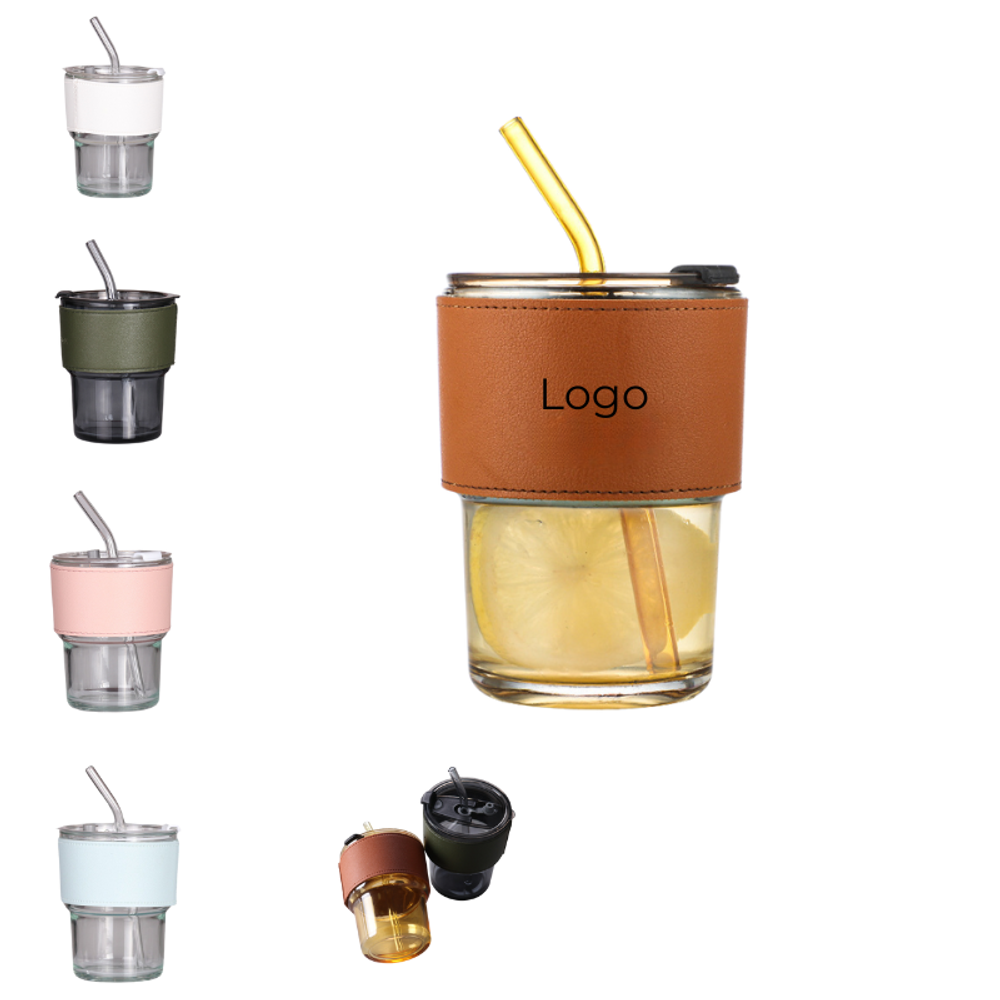 Custom 13 oz Tumbler Water Glass with Lid & Straw with logo - Drinkware promotional product