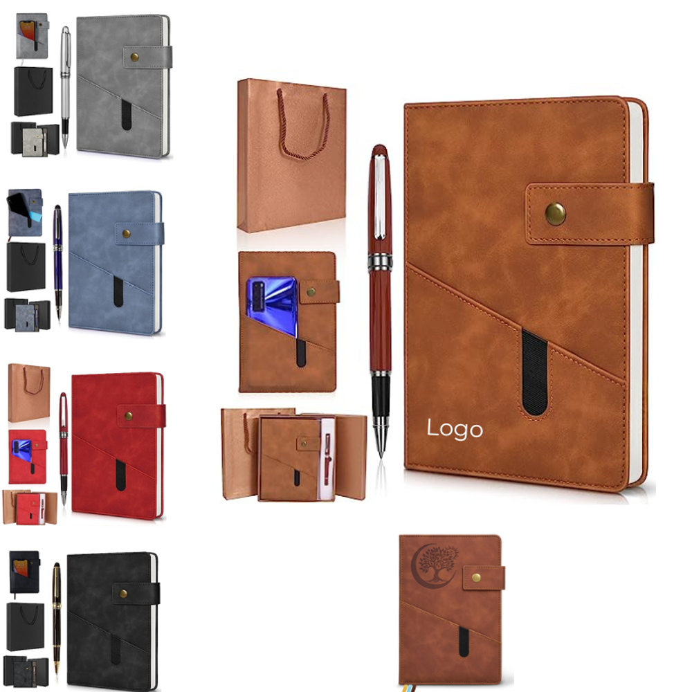 Custom A5 Lined Leather Journal Notebook with logo - promotional product