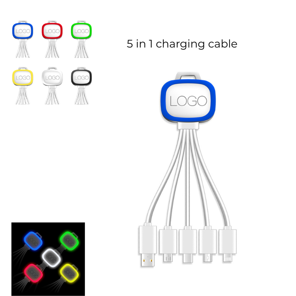 Custom 5 in 1 Multi Charging Cable with logo - Tech promotional product