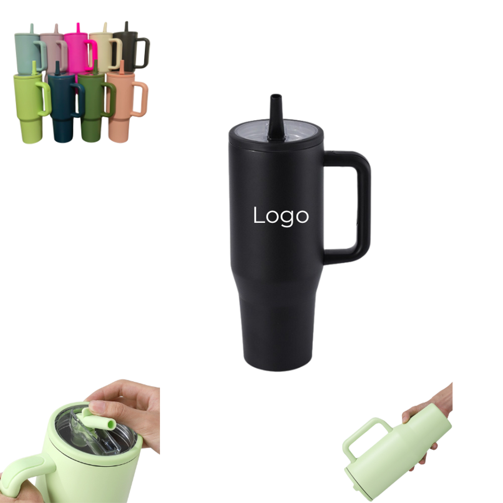 Custom 30 oz 40 oz Tumbler with Handle & Flip Straw with logo - Drinkware promotional product