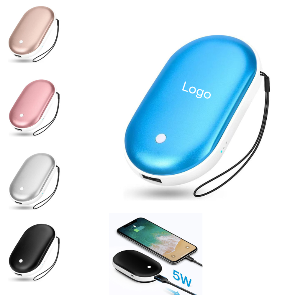 Custom 2-in-1 Hand Warmer with 5000 mAh powerbank with logo - Tech promotional product