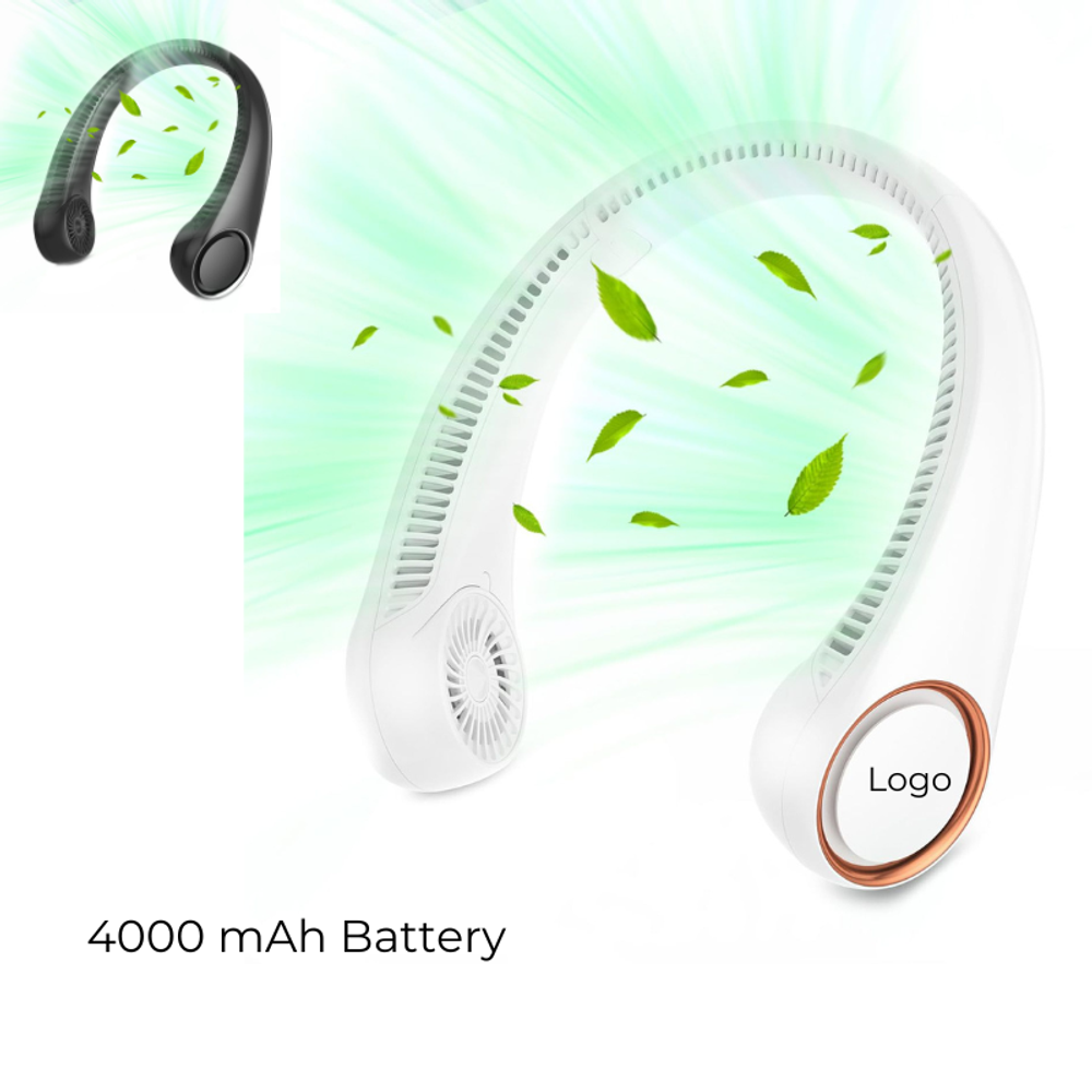 Custom 4000mAh Portable Neck Fan with logo - Tech promotional product
