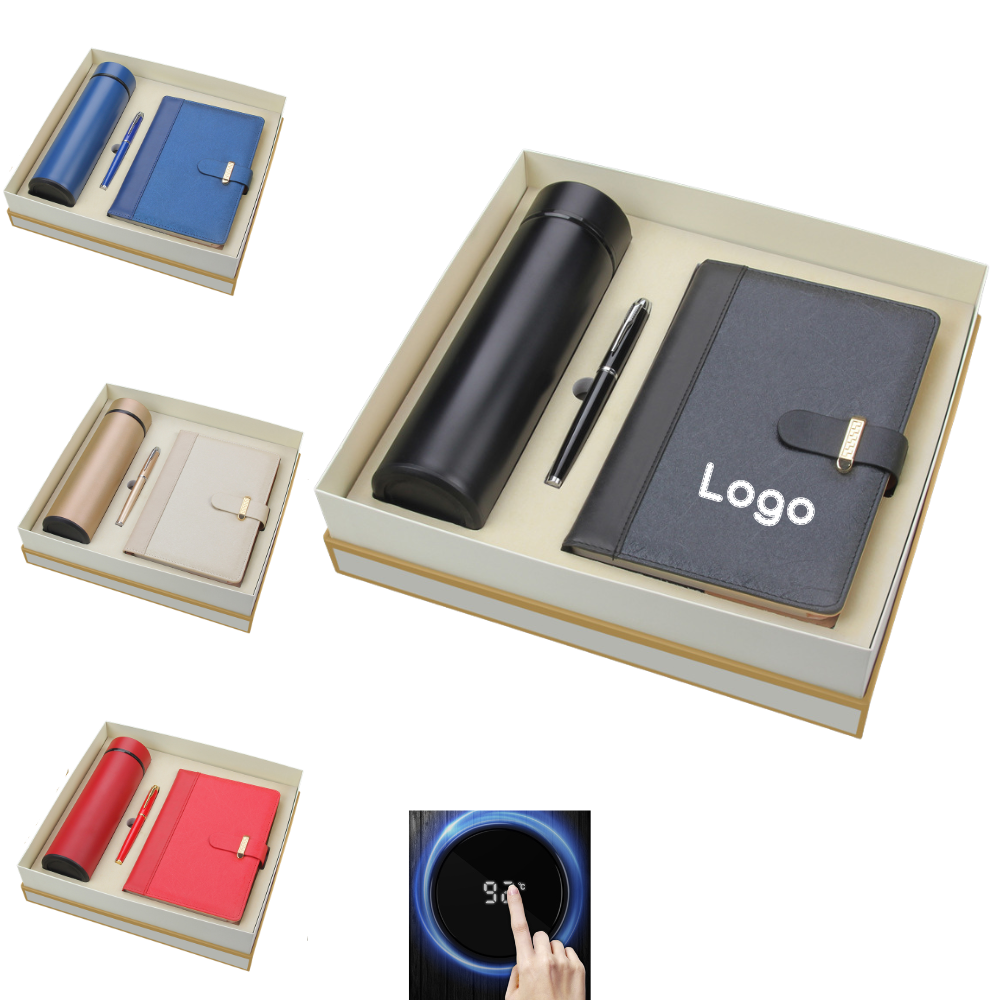 Custom Business Gift Set A5 Notebook,Bottle & Pen with logo - Gift Sets promotional product