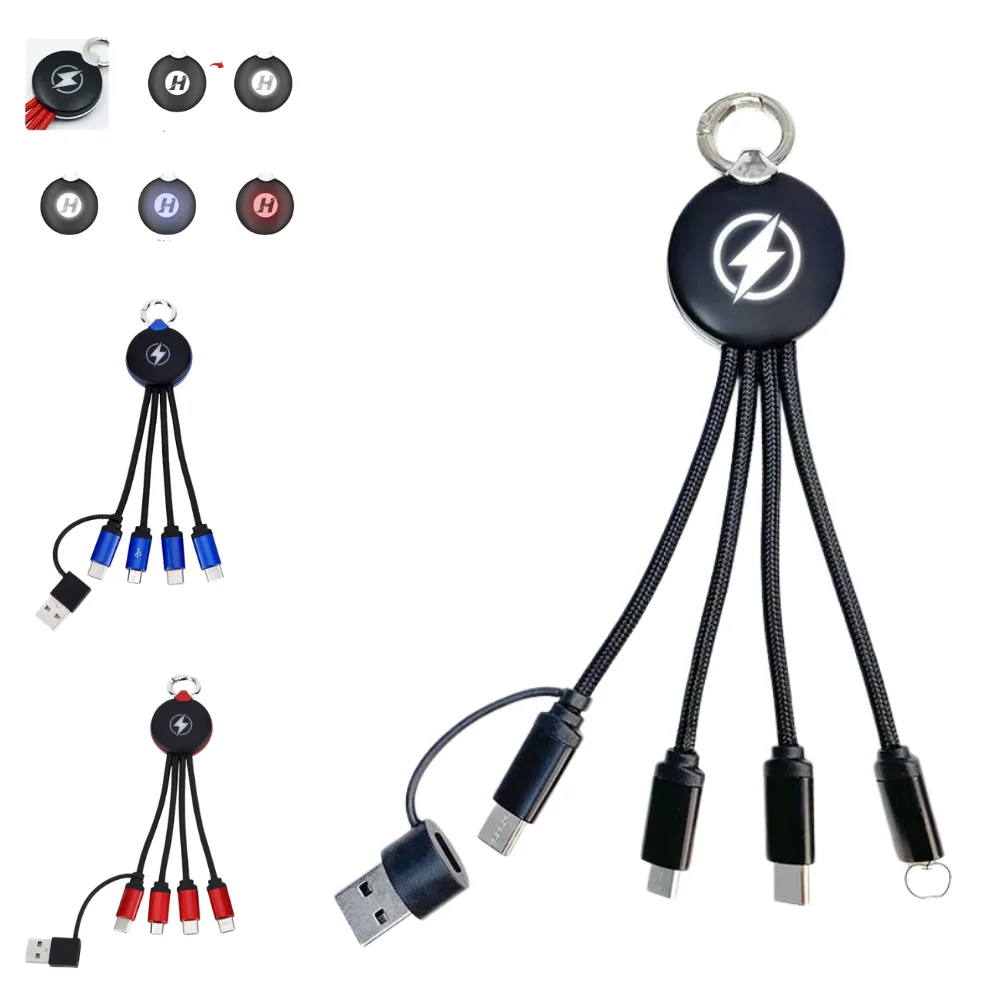 Custom Keychain 5-in-1 Charging Cable with logo - Tech promotional product