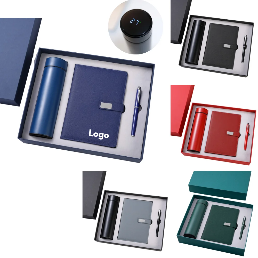 Custom Smart Temp Display Tumbler Notebook Corporate Gift Set with logo - promotional product
