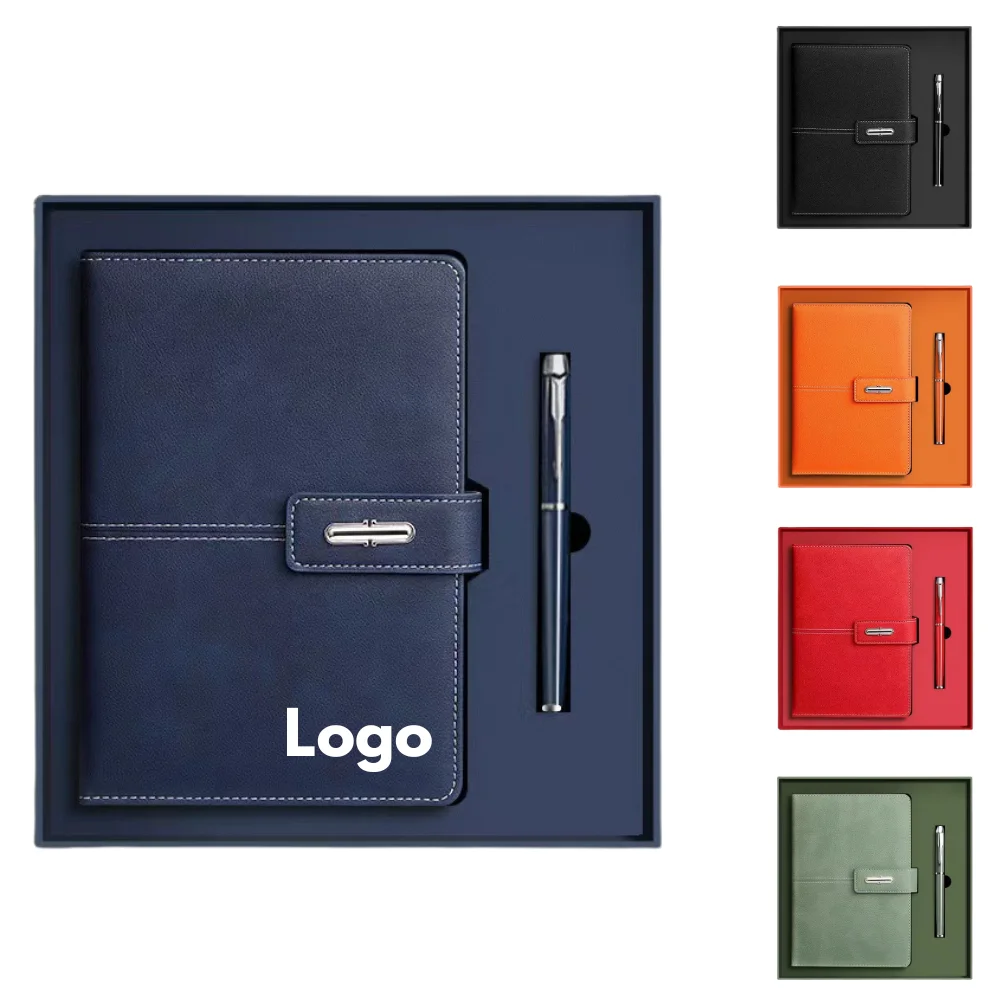 Custom A5 PU Leather Notebook Set with Buckle Closure Gift Box with logo - Gift Sets promotional product