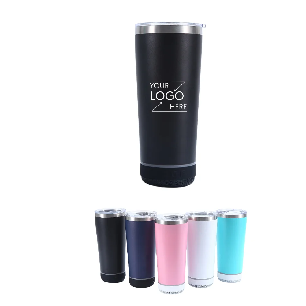 Custom 20oz Stainless Steel Bluetooth Speaker Tumbler with logo - Tech promotional product