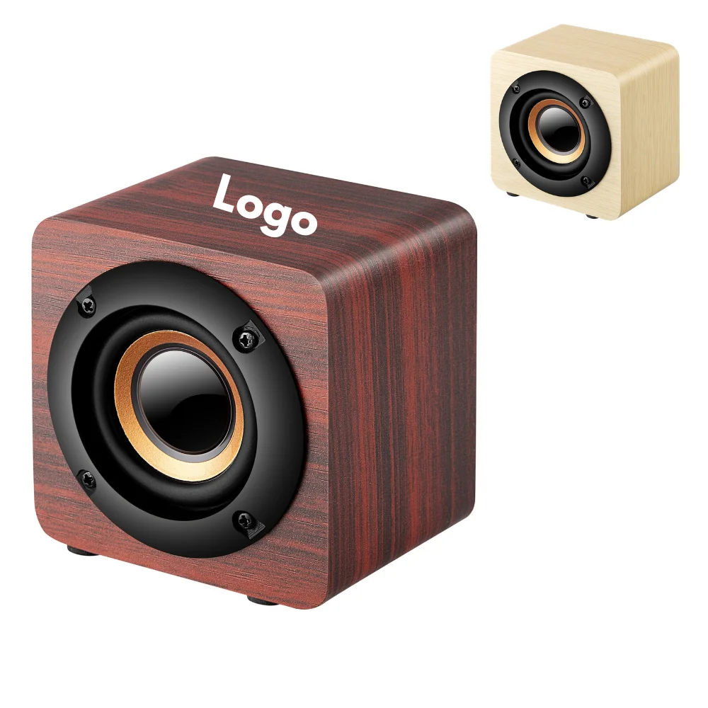 Custom Retro Wooden Wireless Bluetooth Speaker with logo - Tech promotional product