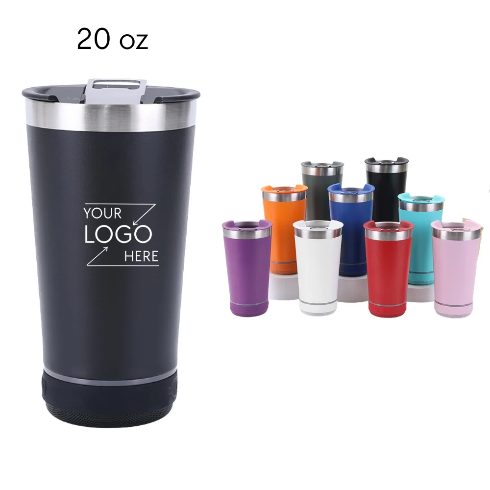 Custom 16oz Bluetooth Speaker Tumbler with logo - Tech promotional product