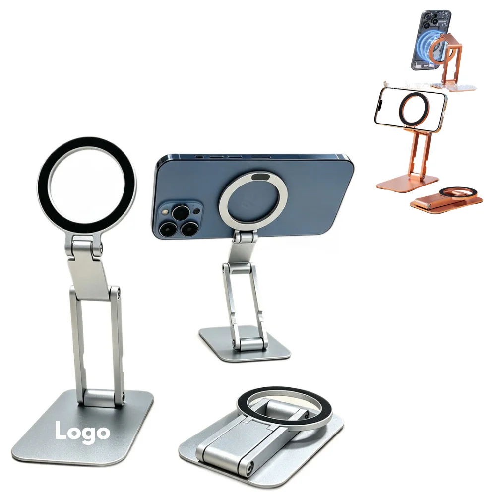 Custom Foldable Adjustable Aluminum Phone Stand with logo - Tech promotional product