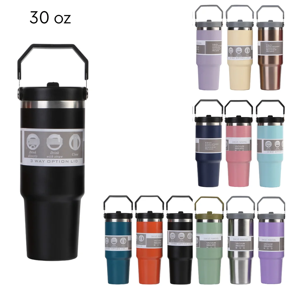 Custom 30oz Insulated Tumbler with Straw with logo - Drinkware promotional product