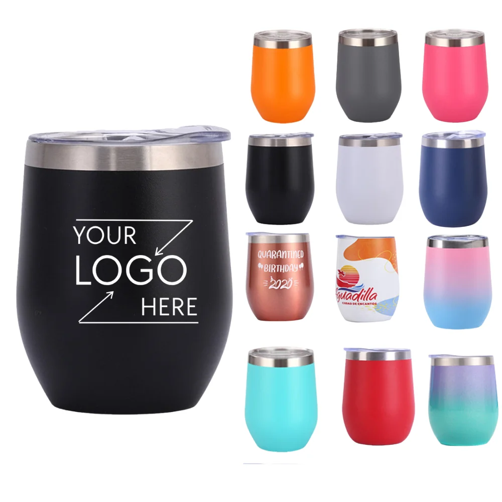 Custom 12oz Egg Shape Stainless Steel Wine Tumbler with logo - Drinkware promotional product