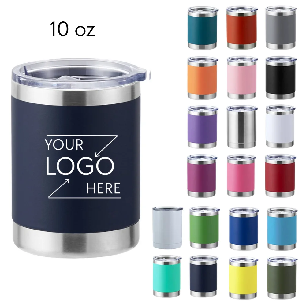 Custom 10 oz Stainless Steel Insulated Coffee Mug with Lid with logo - Drinkware promotional product