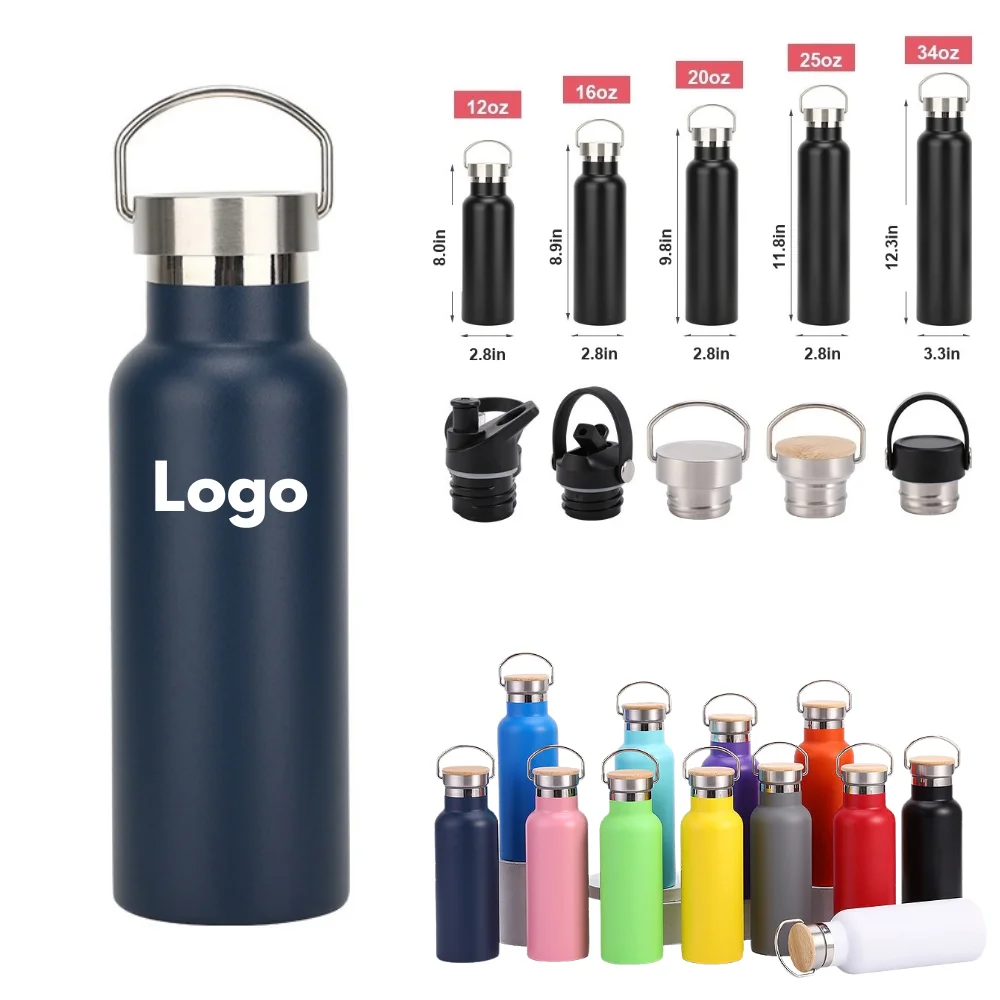 Custom Double Wall Stainless Steel Sports Bottle with Handle with logo - Drinkware promotional product
