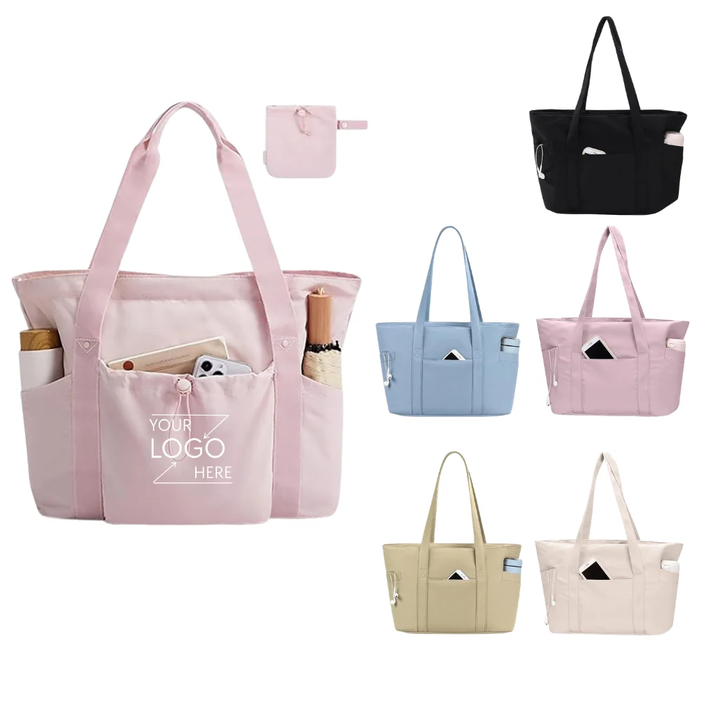 Custom Zippered Tote Bag with Shoulder Strap with logo - promotional product