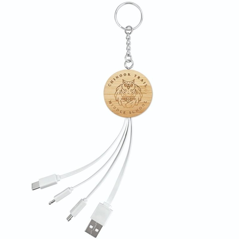 4-in-1 Bamboo Charging Cable with custom logo - image 2