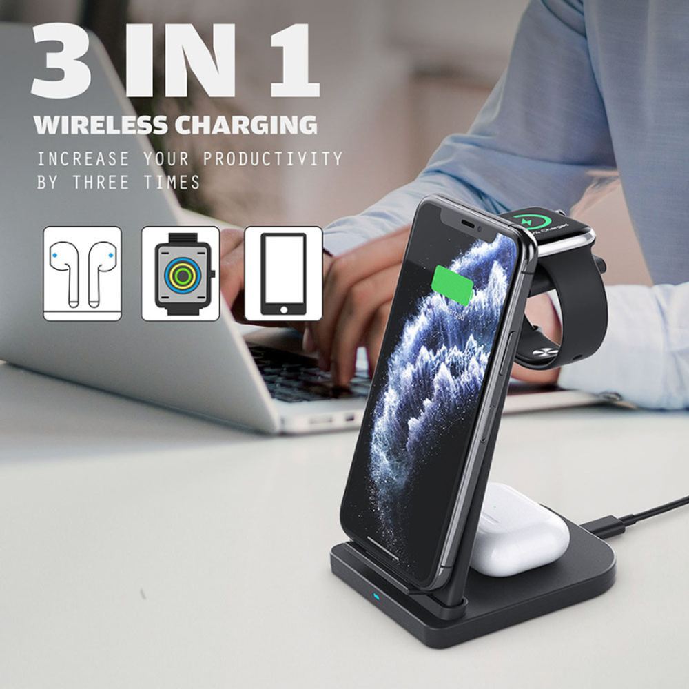 3 in 1 Fast Wireless Charging Station with custom logo - image 2