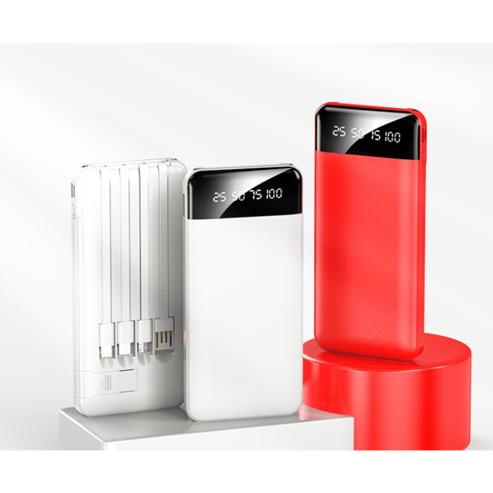 10,000 mAh Power Bank with 4-in-1 Cable Flashlight Function with custom logo - image 2