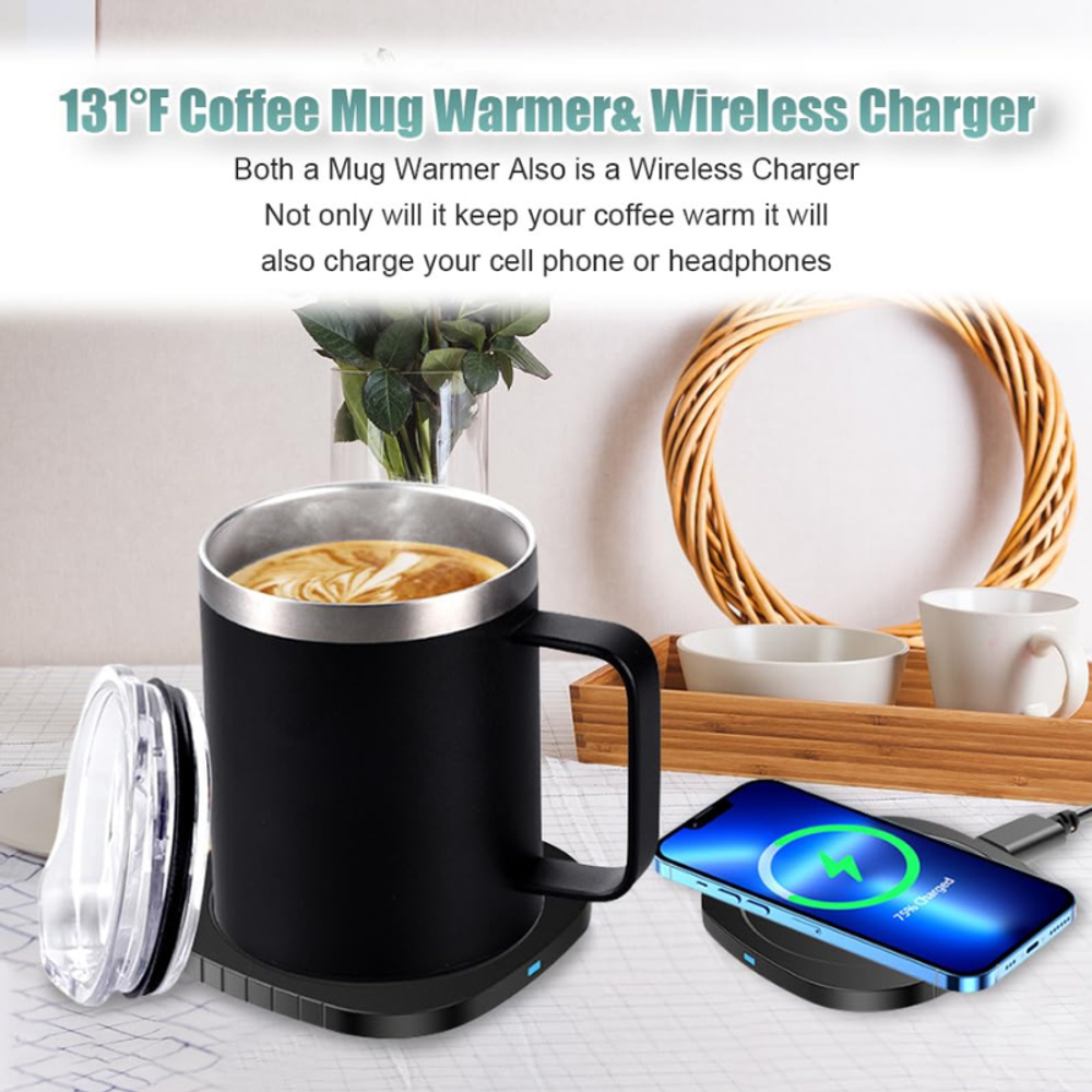 2 in 1 Coffee Mug Warmer Set Wireless Charging with custom logo - image 2