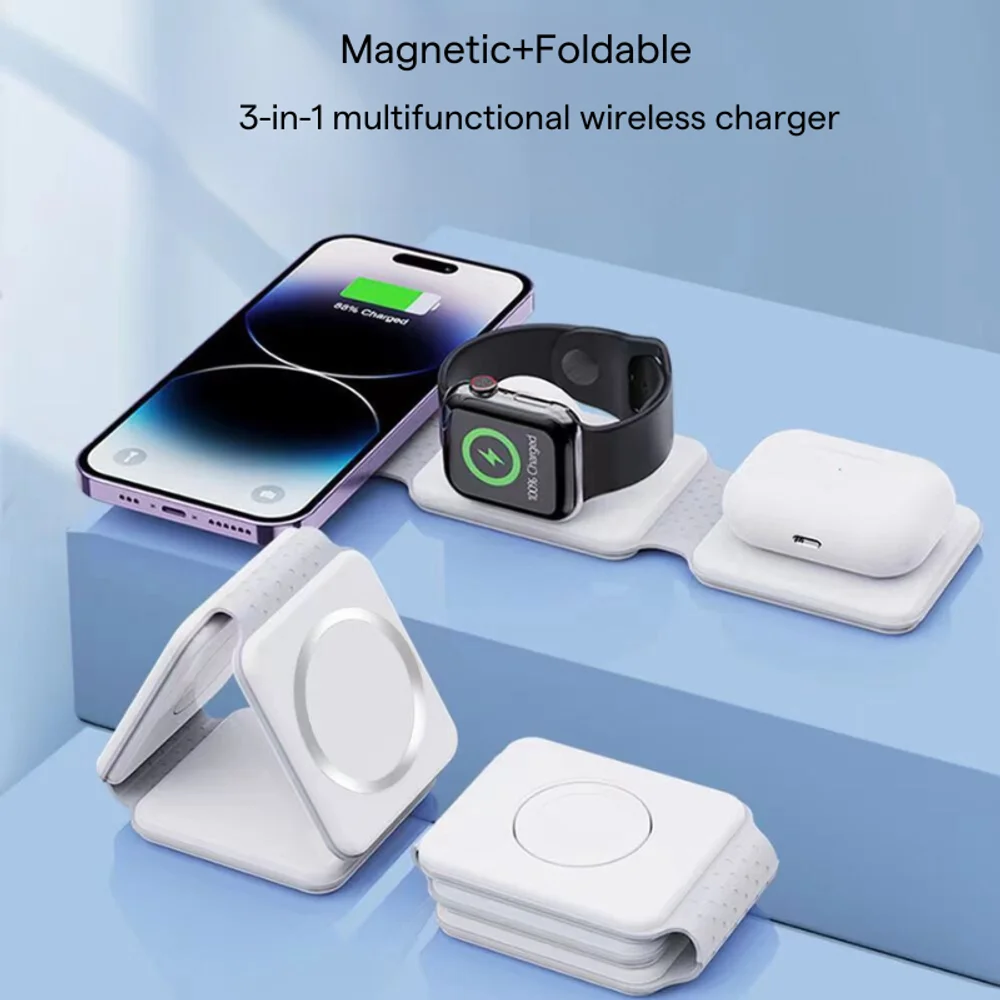 3 in 1 Foldable Magnetic Wireless Charging Station with custom logo - image 2