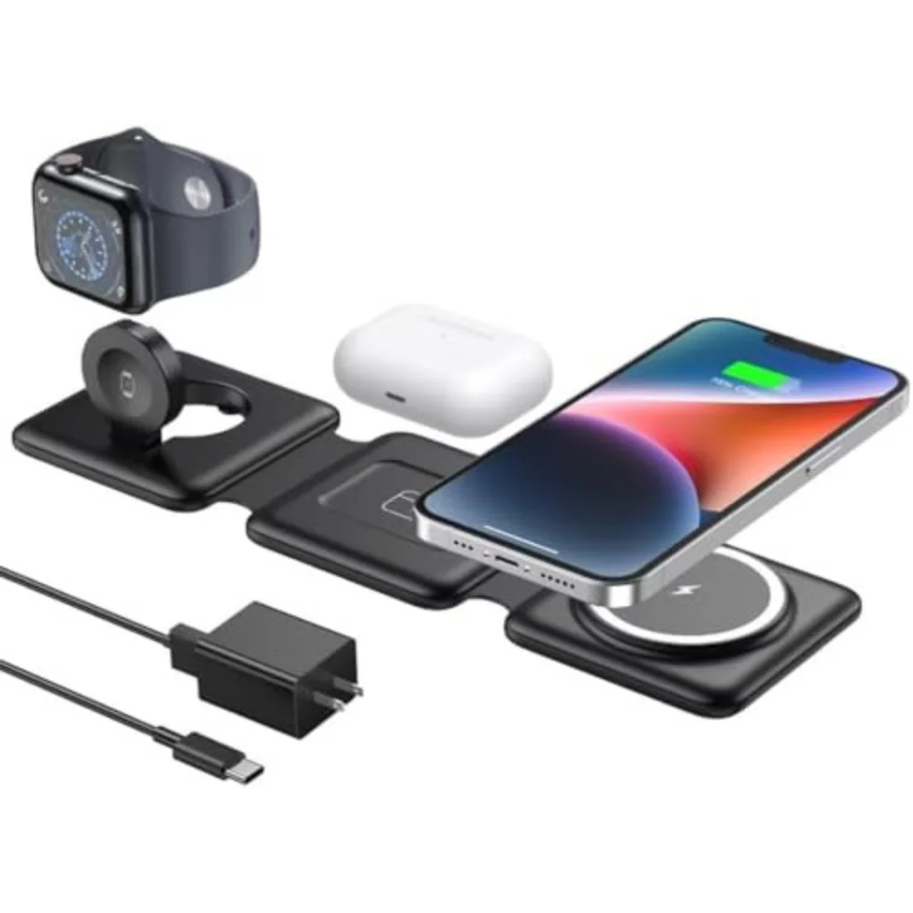3 in 1 Foldable Magnetic Wireless Charging Station with custom logo - image 4