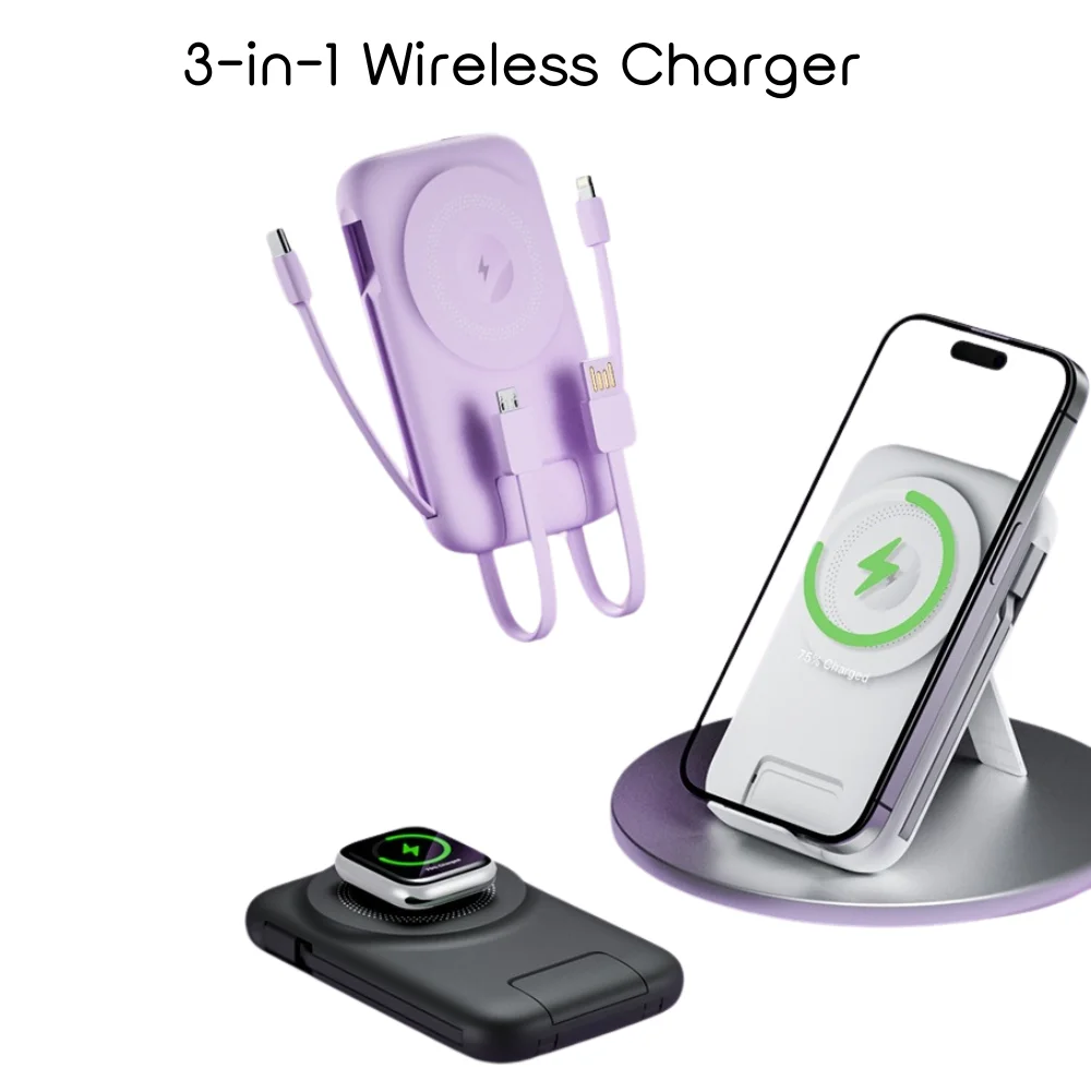 10000mAh 3-in-1 MagSafe Power Bank with custom logo - image 2