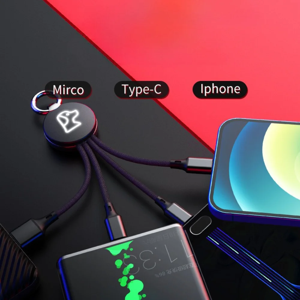 Keychain 3-in-1 LED Glow Charging Cable with custom logo - image 2