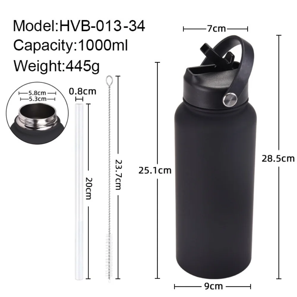 Stainless Steel Sports Bottle with Handle and Straw with custom logo - image 2