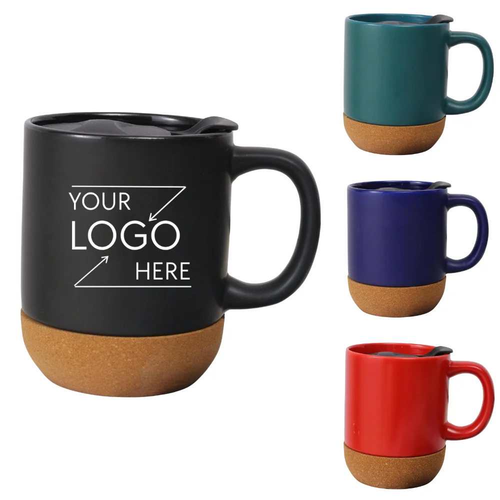 Custom 12oz Ceramic Coffee Mug with Cork Base with logo - Drinkware promotional product
