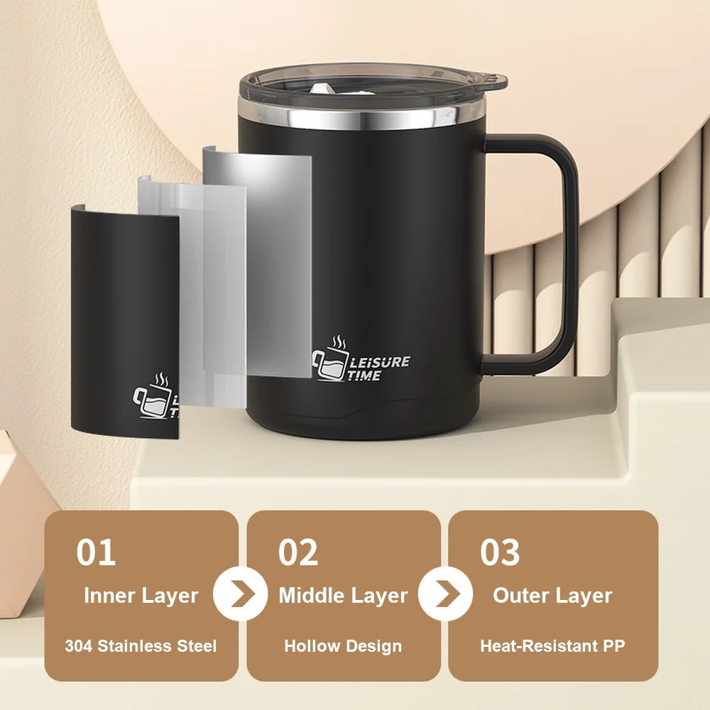 16 oz Double Wall Insulated Stainless Steel Coffee Mug With Lid with custom logo - image 3