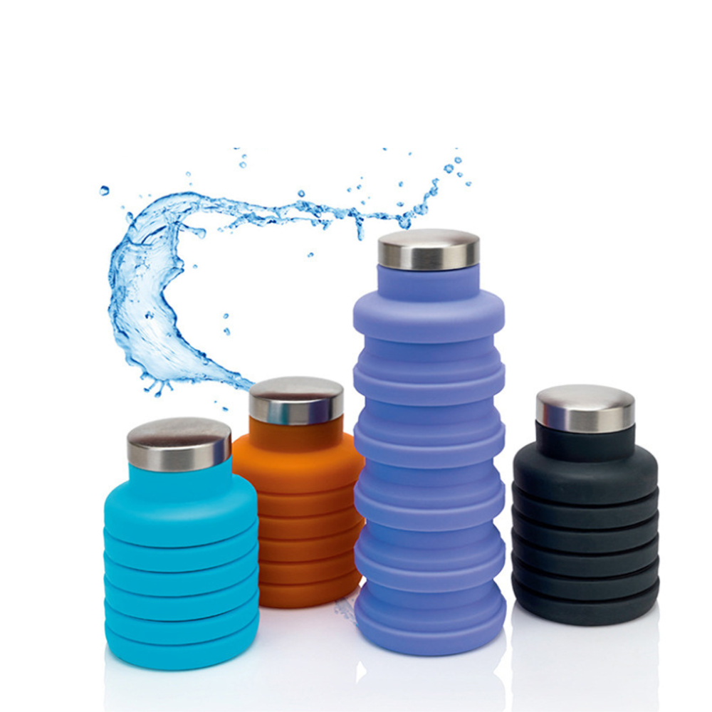​Silicone Collapsible Water Bottle with Carabiner with custom logo - image 2