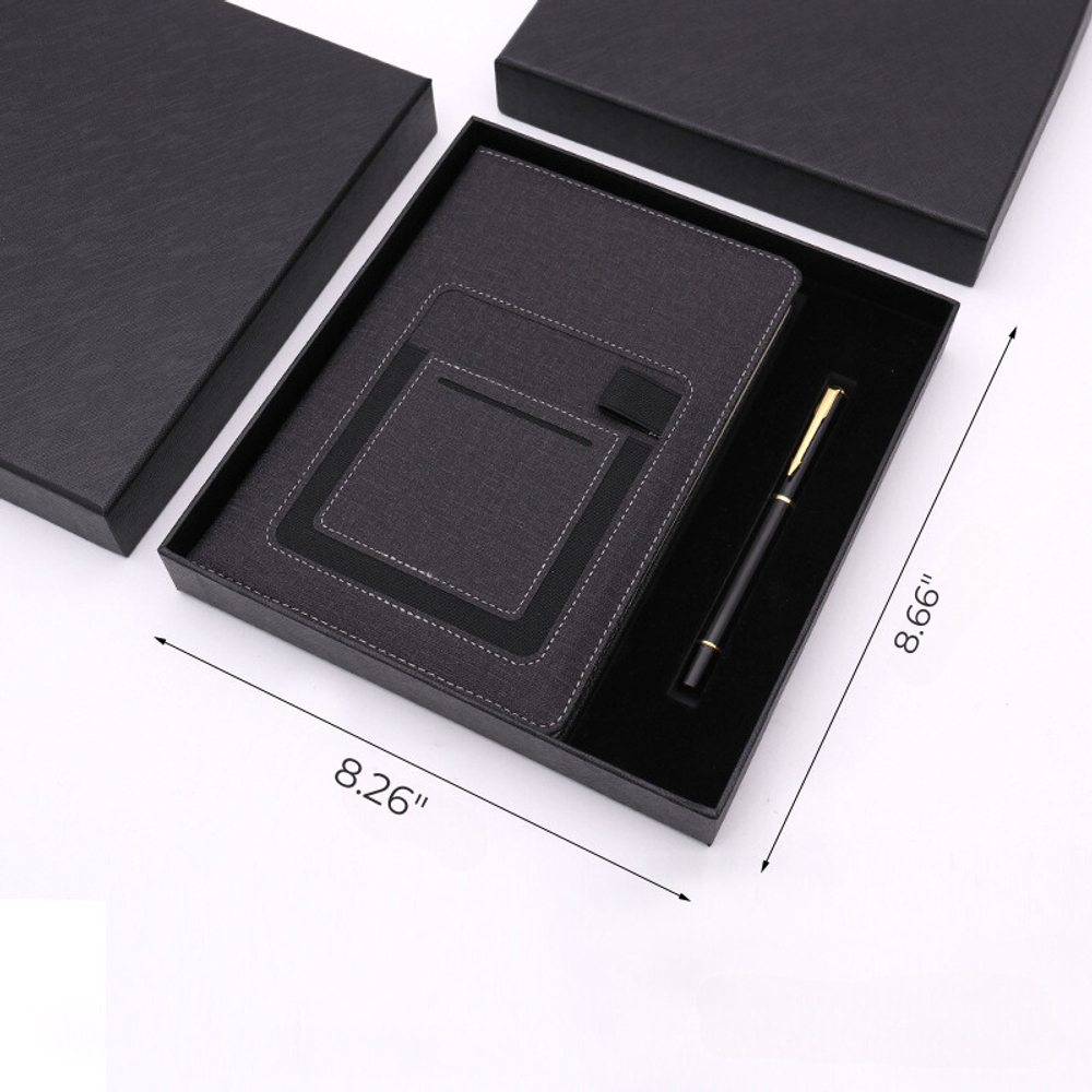 A5 Business Notebook Phone Pocket Card Slot Gift Set with custom logo - image 3