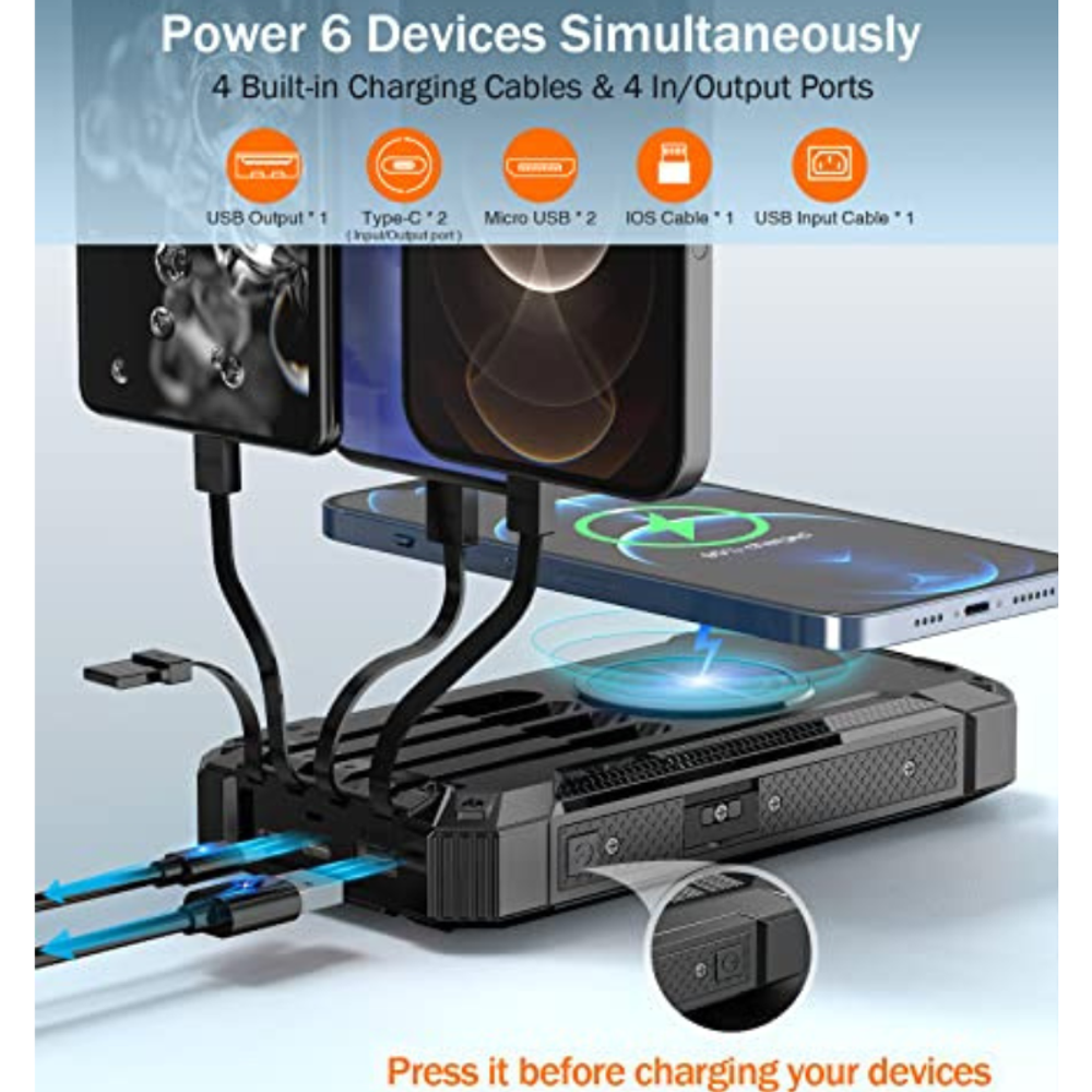 30000 mAh Solar Power Bank Wireless Charger with custom logo - image 3