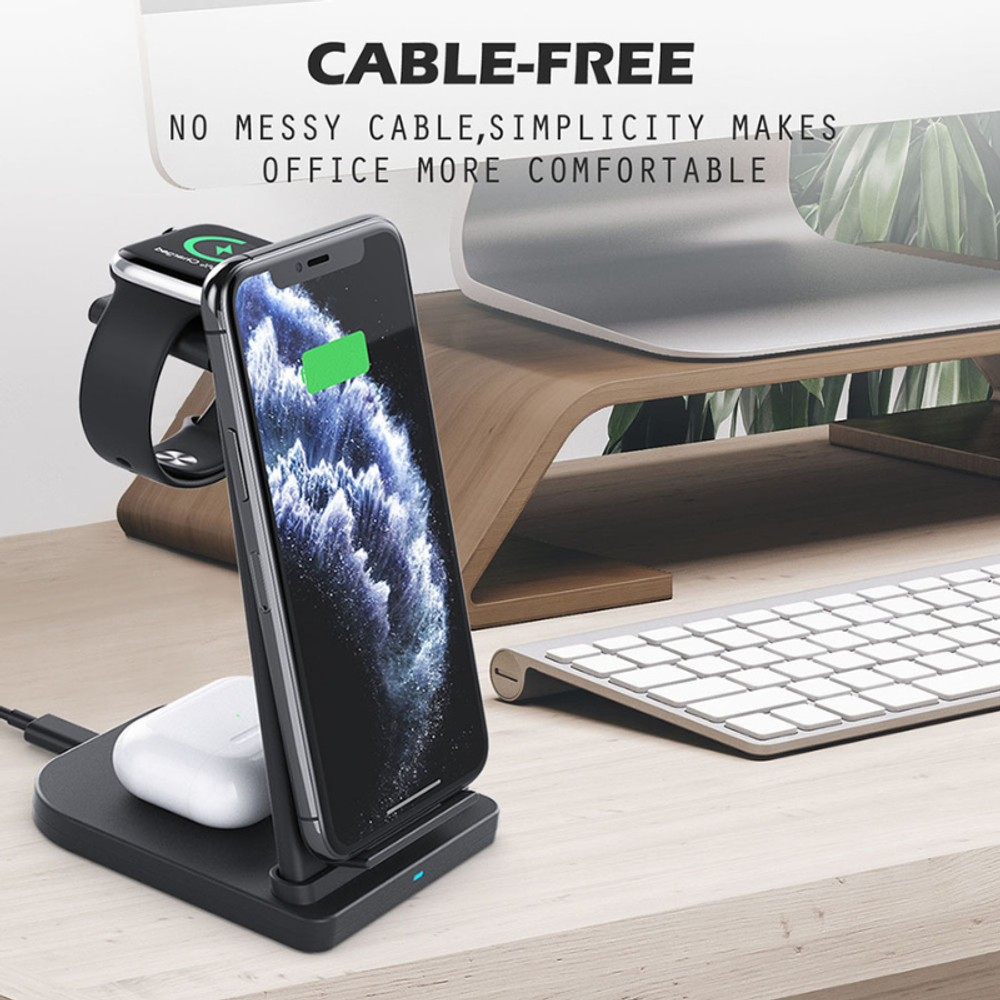 3 in 1 Fast Wireless Charging Station with custom logo - image 3