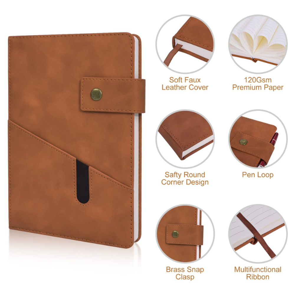 A5 Lined Leather Journal Notebook with custom logo - image 3