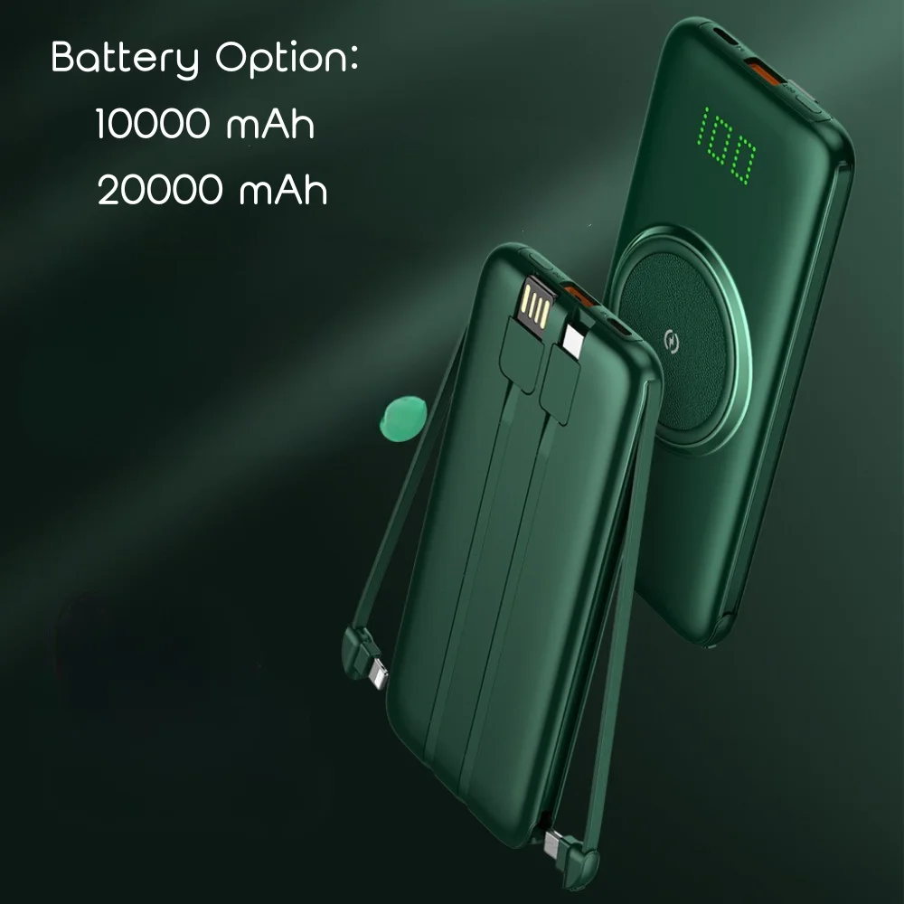 10000 mAh Wireless power bank with built-in cable with custom logo - image 3