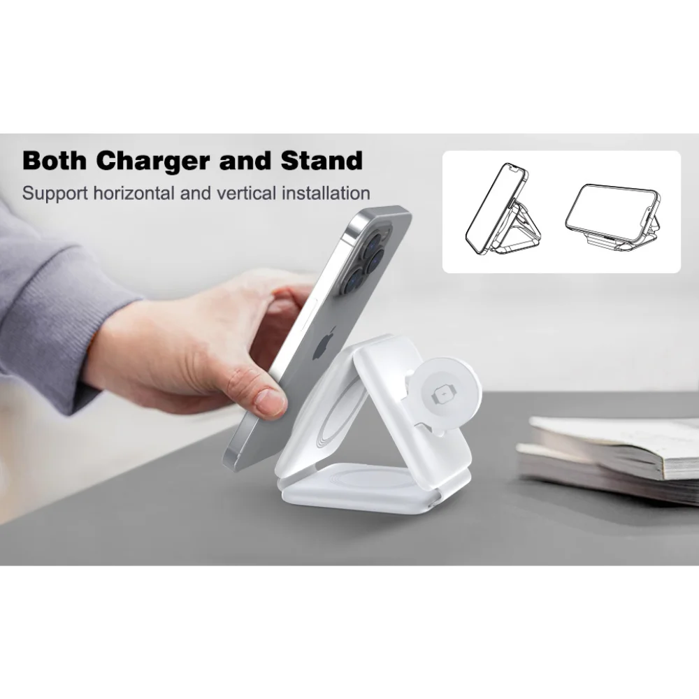 3 in 1 Foldable Magnetic Wireless Charging Station with custom logo - image 5