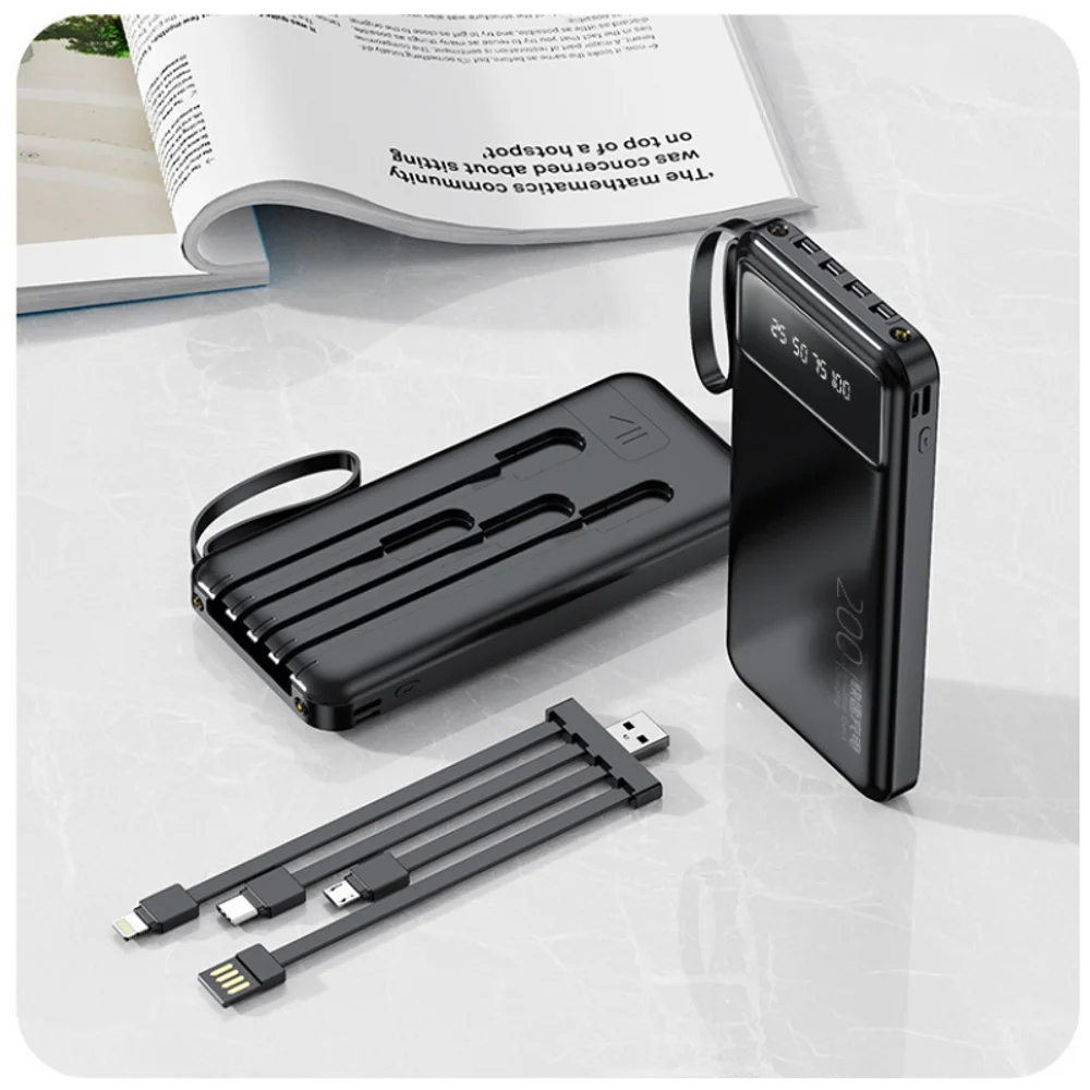 20,000 mAh Power Bank with 4-in-1 Cable LED Function with custom logo - image 3
