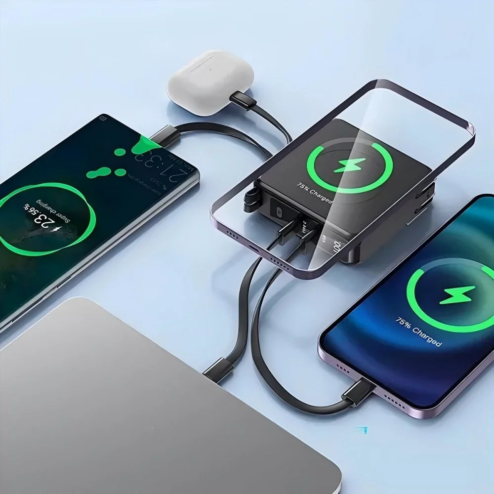 10000mAh 5-in-1 Power Bank with Wall Plug Wireless Charge with custom logo - image 3