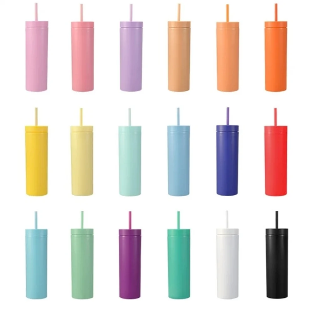 16oz Skinny Acrylic Tumbler with Lid and Straw with custom logo - image 3