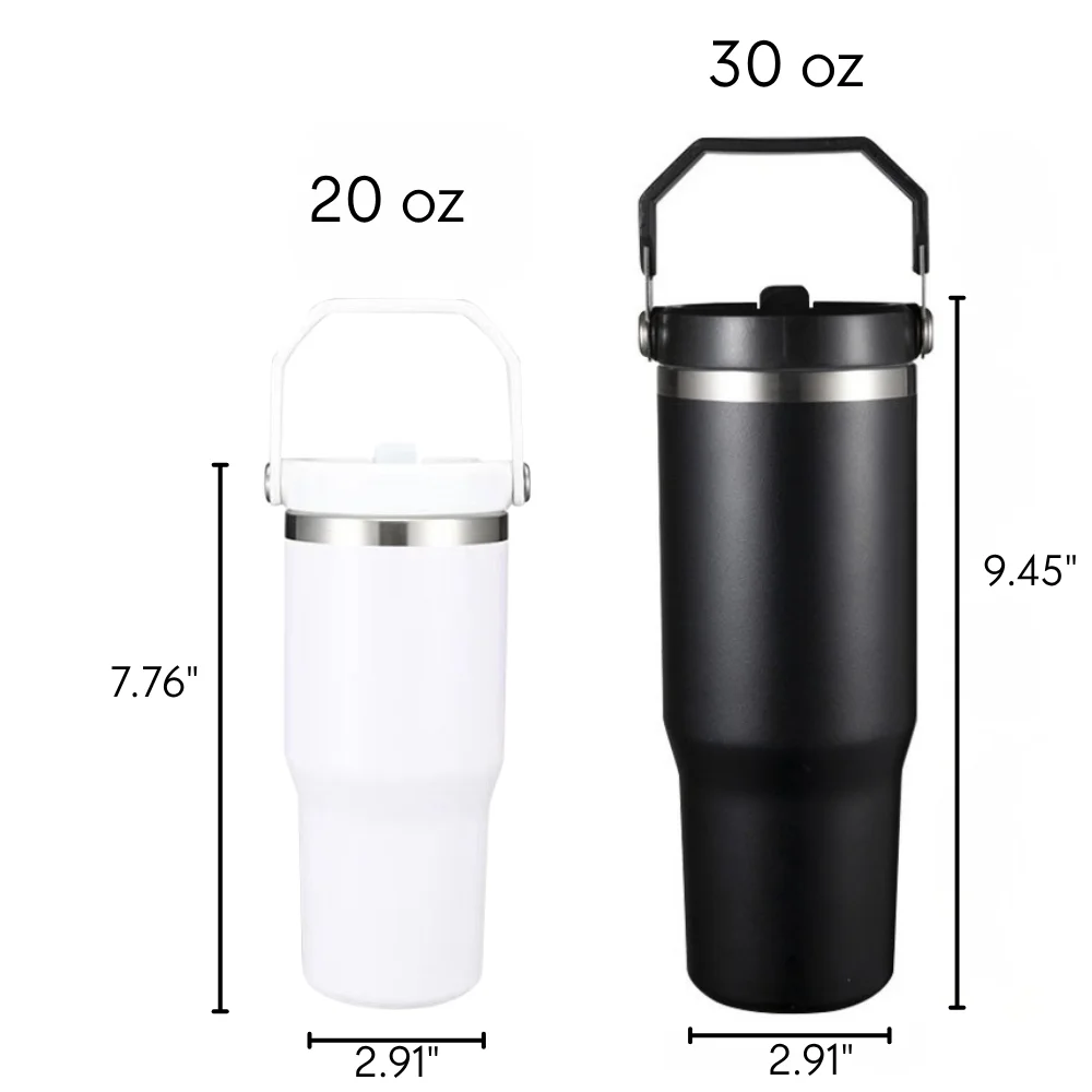 20oz 30oz Insulated Tumbler with Straw and Handle with custom logo - image 3