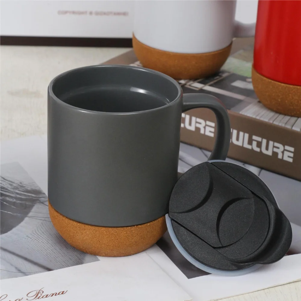 12oz Ceramic Coffee Mug with Cork Base with custom logo - image 2