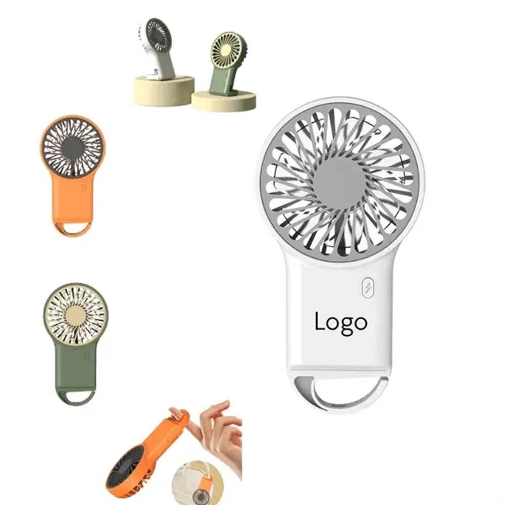 Custom Foldable USB Fan with Carabiner with logo - Tech promotional product